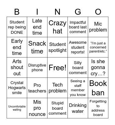 Board Mtg Bingo Card