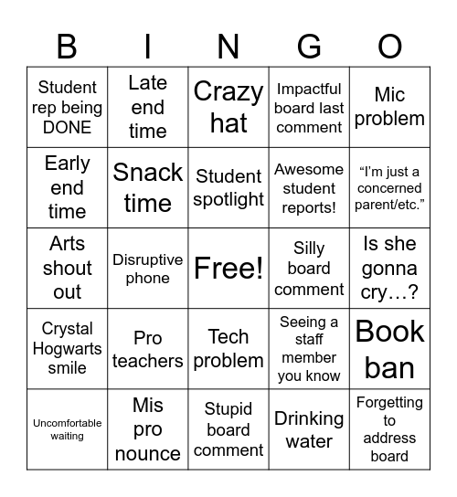 Board Mtg Bingo Card