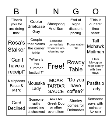 Friday Lenten Bingo Card
