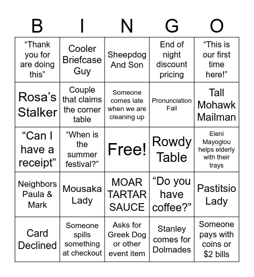 Friday Lenten Bingo Card