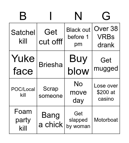 Punta Cana Bingo Card