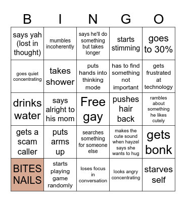 LUCAS CALL Bingo Card