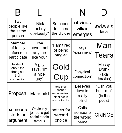 Love is Blind -  First Set of Episode Release Bingo Card