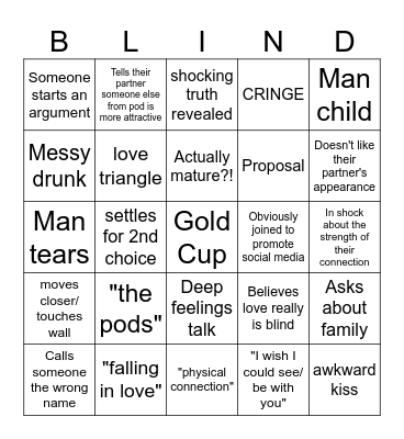 Love is Blind Bingo Card