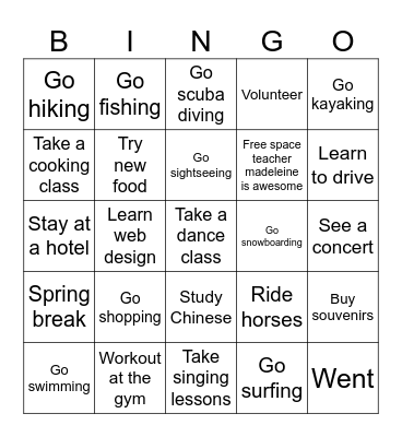 Esl Bingo Card
