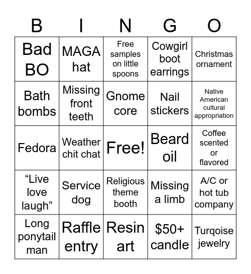 Craft Fair Bingo Card