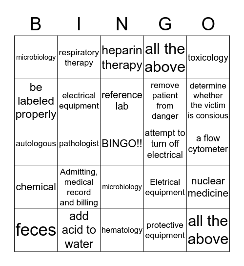 Chapter 2 & 3  Bingo Card