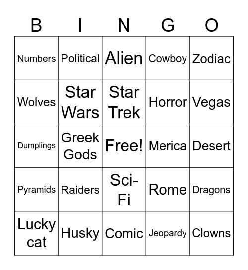 Vegas Slot Machines Bingo Card