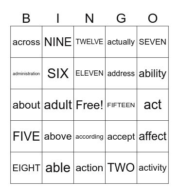 Untitled Bingo Card