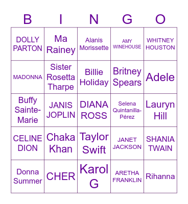 WOMEN IN MUSIC Bingo Card