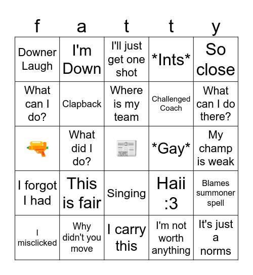 Big man bets Bingo Card