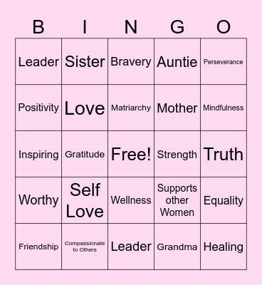 International Women's Day Bingo Card