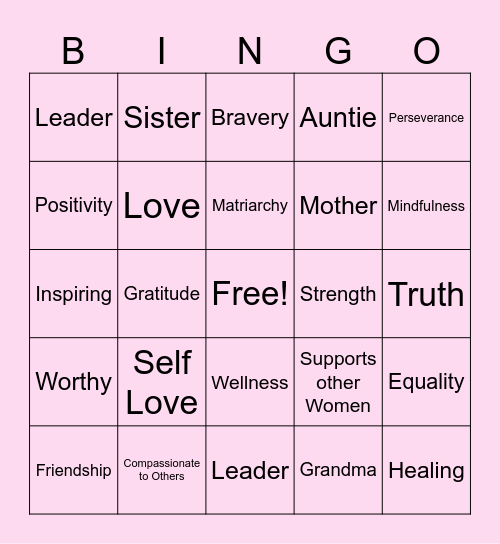 International Women's Day Bingo Card