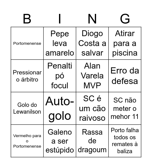 Pingo Bingo Card