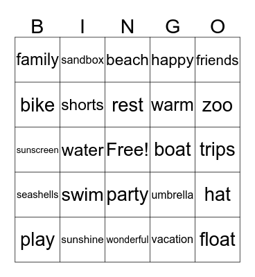 Summer Bingo Card