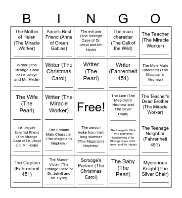 Book Bingo Card