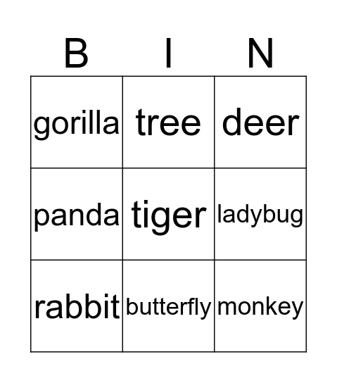 Tiffany Bingo Card