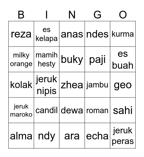 bingo echa Bingo Card