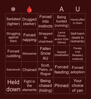 Fallen Snow AU Bingo Card