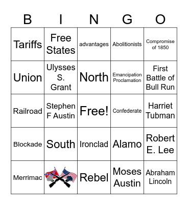 Civil War Bingo Card