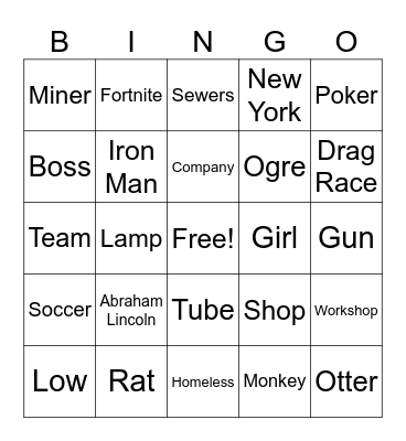 Infinite Craft Bingo Card