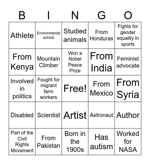 International Women's Day BINGO! Bingo Card