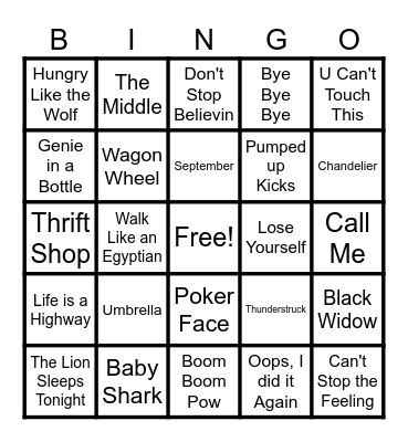 Music Bingo Card