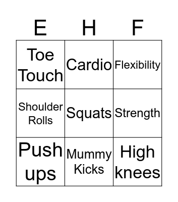 Employee Health & Fitness Bingo Card