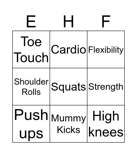 Employee Health & Fitness Bingo Card