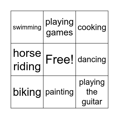3X3 Bingo - Fun Hobbies Bingo Card