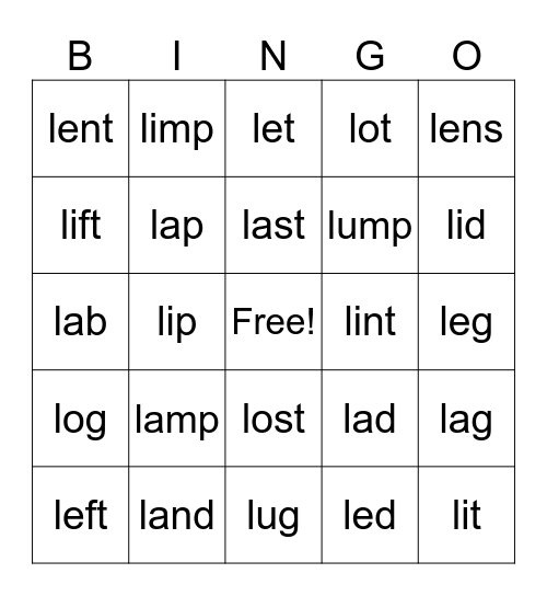 I/I Bingo Card