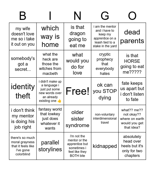 RSOSS Bingo Card