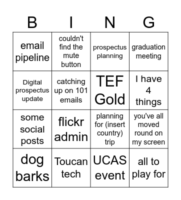 monday meeting bingo Card