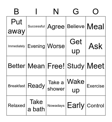 Unit 3 "What's your Routine" Bingo Card