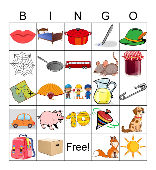 CVC words Bingo Card