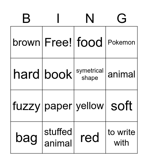 Scavenger Hunt Bingo Card