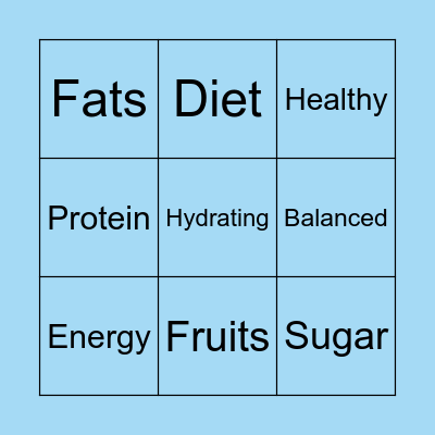 healthy eating Bingo Card