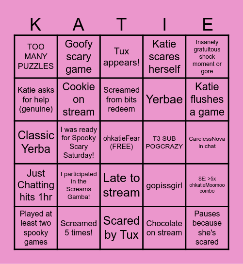 ohkatiemarie spooky saturday bingo Card