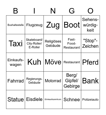 Google Streetview Bingo (German) Bingo Card