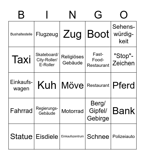 Google Streetview Bingo (German) Bingo Card