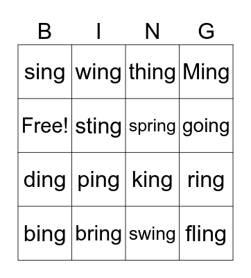 ING Bingo Card