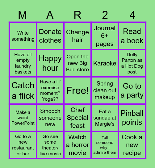 March 2024 Bingo Card