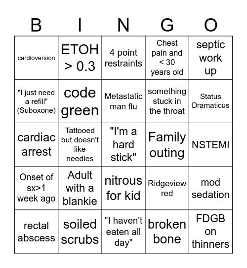 Weekend 2 Bingo Card