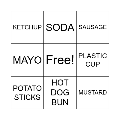 HOT DOG BINGO Card