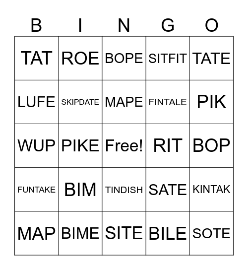 SIGHT WORDS Bingo Card