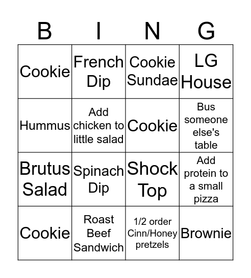 Section Bingo! Bingo Card