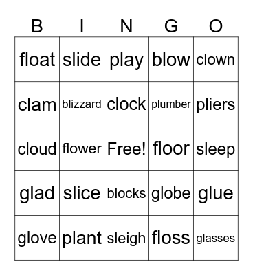 L Blends Bingo Card