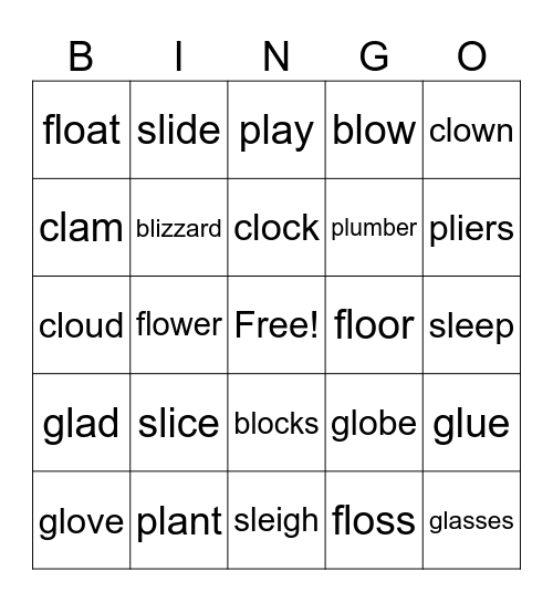 L Blends Bingo Card