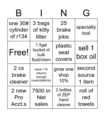 AAP commercial Bingo Card