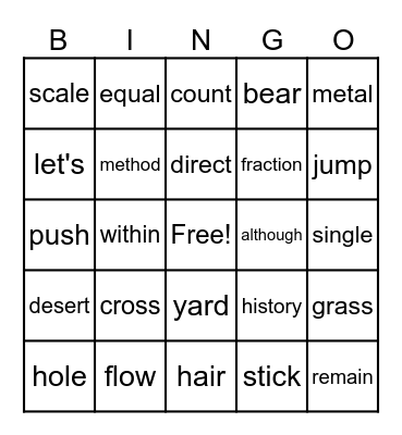 HFW 6-8 Bingo Card
